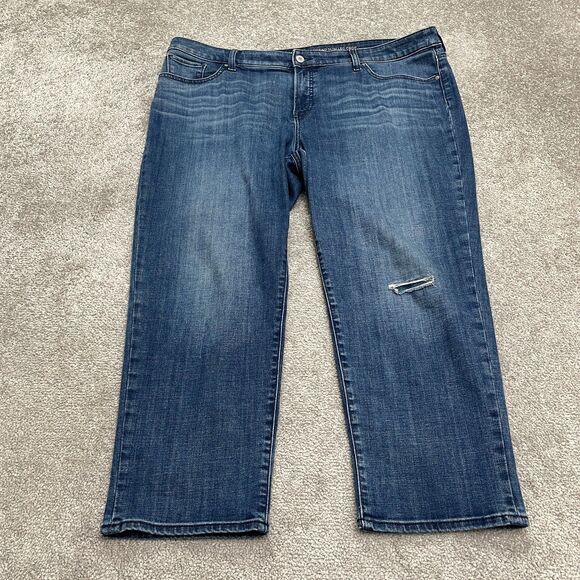 Chico's So Slimming Girlfriend Slim Leg Crop Denim Jeans Womens 16P Blue 40x24 - Picture 1 of 16